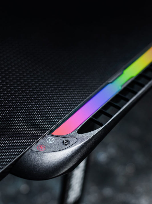 Twisted Minds T Shaped Gaming Desk Carbon Fiber Texture - RGB